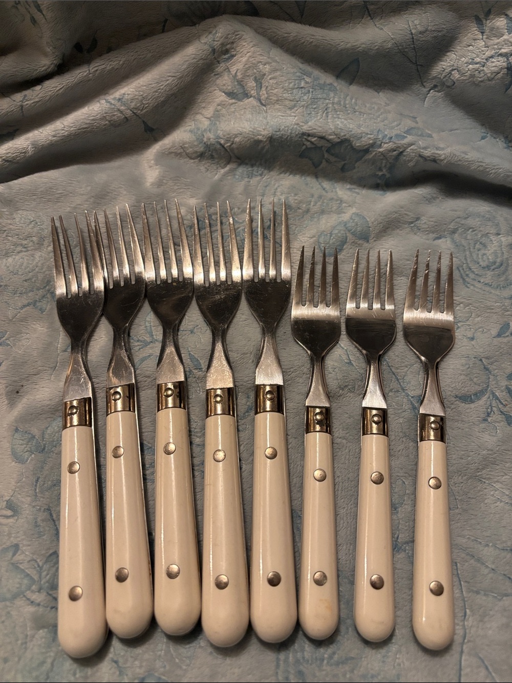 Vintage Anacapa Cream Handled Stainless Steel Mixed Lot of 8 Forks